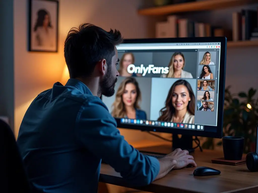 un hombre buscando perfiles de onlyfans