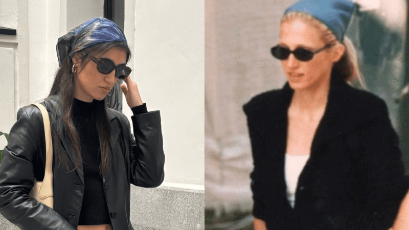 Mujer vestida como Carolyn Bessette
