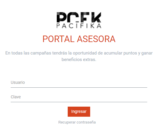 ingresar al portal de asesora sistema de pedidos pacifika colombia